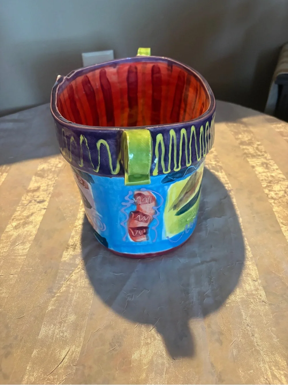 Hand-Painted Colorful Fish Ceramic Planter